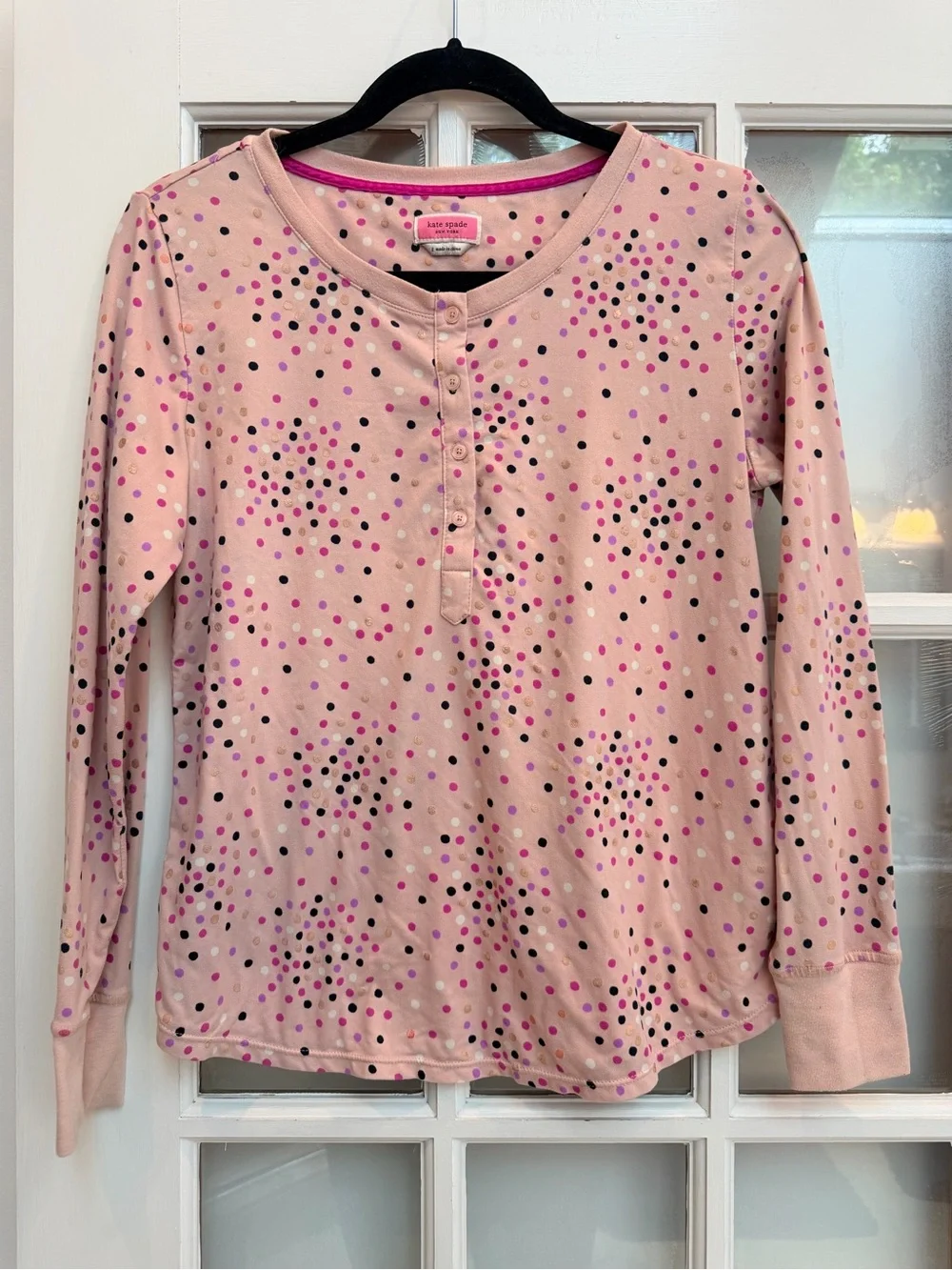 kate spade New York Festive Confetti Dot Pajama Top In Pink Polka Dot Size S